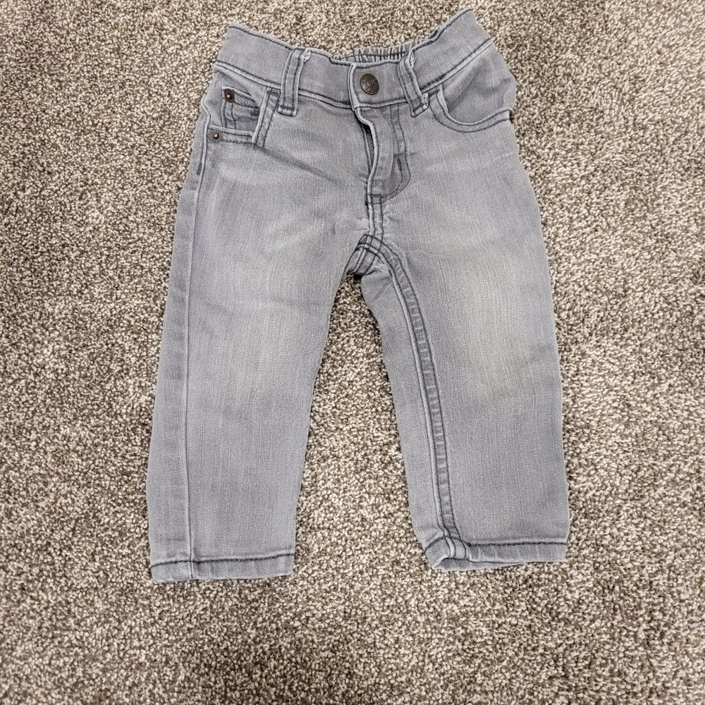 Crazy 8 Rocker Jeans Kids 6-12 Months Gray Slim Fit Elastic Waist Denim Pants
